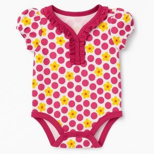 Pink Polka Dot and Floral Baby Bodysuit